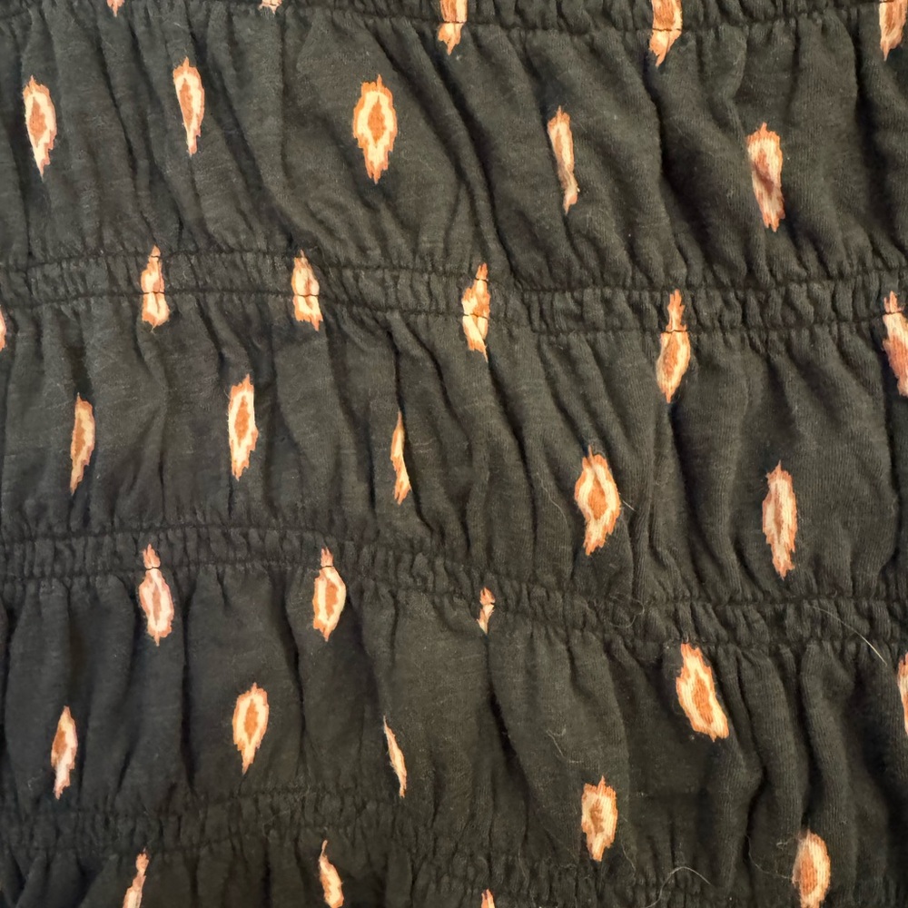 Anthropologie Black Smocked Tube Top with Pink Diamond Print - Picture 2 of 3